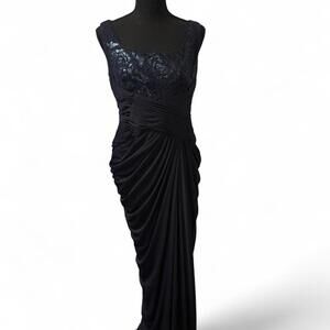 Adrianna Papell navy lace top evening dress size 14